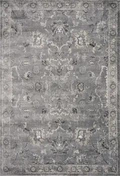5' X 8' Gray And Light Gray Floral Area Rug
