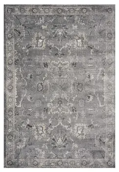 5' X 8' Gray And Light Gray Floral Area Rug
