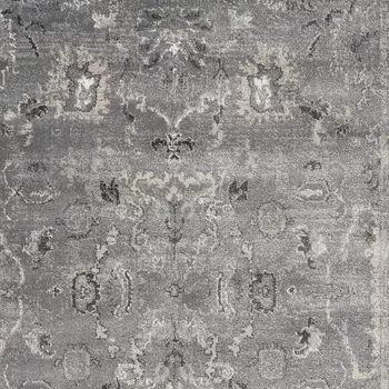 5' X 8' Gray And Light Gray Floral Area Rug