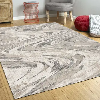 5' X 8' Gray And Tan Abstract Area Rug
