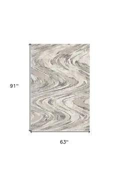 5' X 8' Gray And Tan Abstract Area Rug