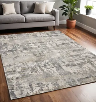 5' X 8' Gray And Tan Abstract Area Rug