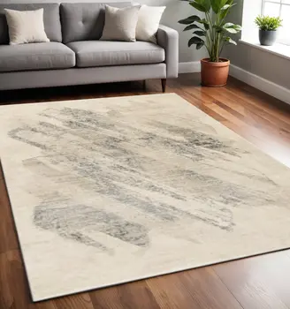5' X 8' Ivory And Gray Abstract Area Rug