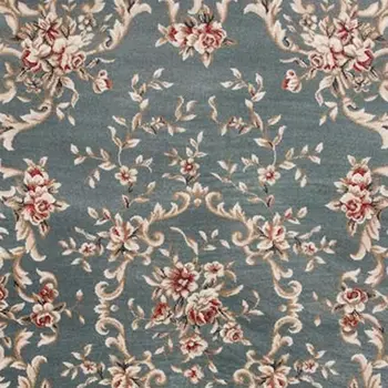 8' X 10' Slate Blue Floral Bordered Indoor Area Rug