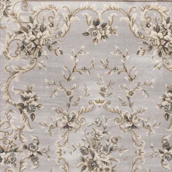 8' X 10' Light Grey Floral Indoor Area Rug