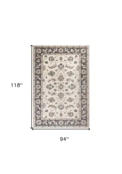 8' X 10' Ivory And Gray Floral Area Rug