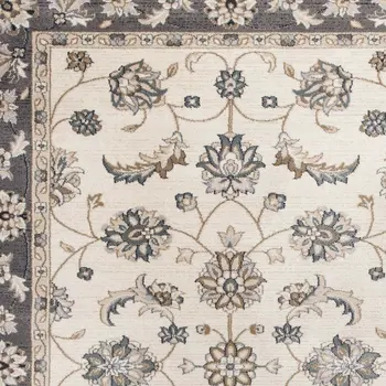 8' X 10' Ivory And Gray Floral Area Rug