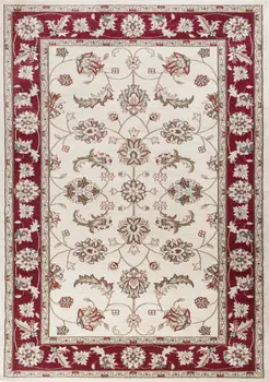 8' X 10' Ivory Or Red Floral Vine Bordered Indoor Area Rug