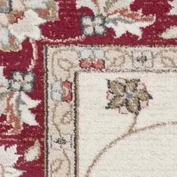 8' X 10' Ivory Or Red Floral Vine Bordered Indoor Area Rug