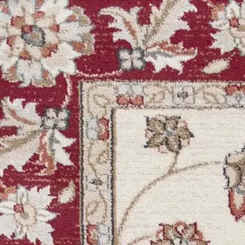 8' X 10' Ivory Or Red Floral Vine Bordered Indoor Area Rug