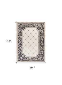 8' X 10' Ivory And Gray Floral Area Rug