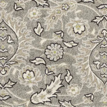 8' X 11' Gray Damask Indoor Outdoor Area Rug