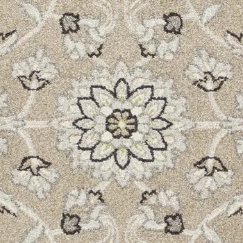 7' X 11' Beige Or Grey Floral Vines Uv Treated Indoor Area Rug