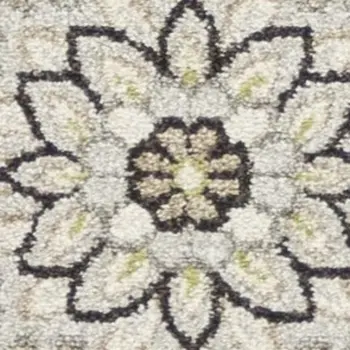 7' X 11' Beige Or Grey Floral Vines Uv Treated Indoor Area Rug