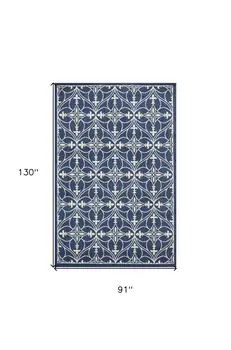 8' X 11' Denim Blue Moroccan Indoor Outdoor Area Rug