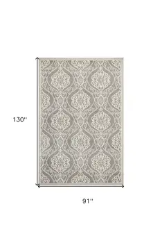 7' X 11' Silver Geometric Mosaic Uv Treated Indoor Area Rug