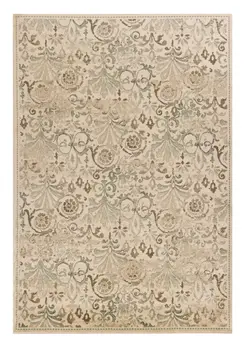 8' X 11' Ivory And Brown Floral Area Rug