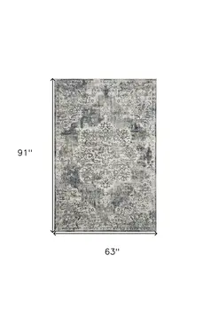 5' X 8' Ivory Medallion Area Rug