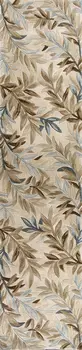 10' Ivory Brown And Blue Wool Botanical Leaves Hand Tufted Area Rug