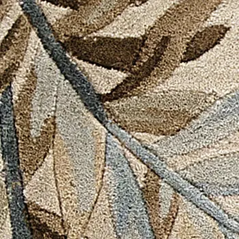 10' Ivory Brown And Blue Wool Botanical Leaves Hand Tufted Area Rug