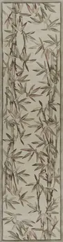 2' X 10' Ivory Bamboo Leaves Wool Indoor Runner Rug