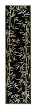 10' Black Hand Tufted Bordered Tropical Bamboo Indoor Runner Rug