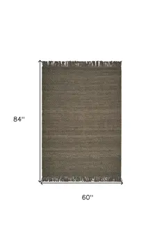 5' X 7' Slate Brown Hand Woven Area Rug