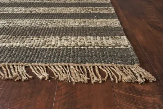 5' X 7' Brown and Beige Striped Hand Woven Area Rug