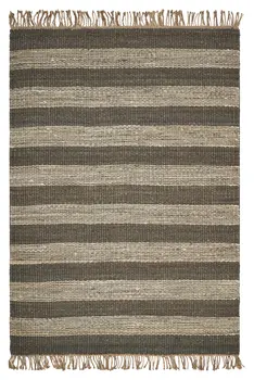 5' X 7' Brown and Beige Striped Hand Woven Area Rug