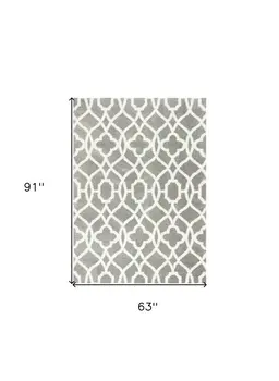 5' X 8' Gray And Ivory Ogee Area Rug