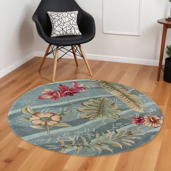 6' X 6' Seafoam Green Hand Tufted Area Rug