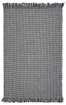 5' X 8' Dark Gray And Light Gray Wool Houndstooth Hand Woven Area Rug With Fringe