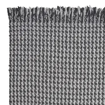 5' X 8' Dark Gray And Light Gray Wool Houndstooth Hand Woven Area Rug With Fringe