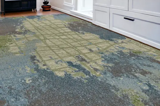 6' X 9' Blue And Green Abstract Area Rug