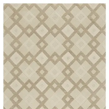 5' X 8' Ivory And Brown Wool Geometric Hand Tufted Area Rug