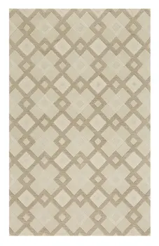 5' X 8' Ivory And Brown Wool Geometric Hand Tufted Area Rug