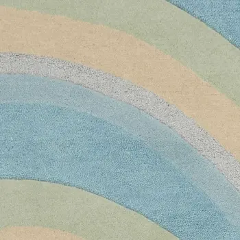 5' X 8' Blue Beige And Green Wool Abstract Hand Tufted Area Rug
