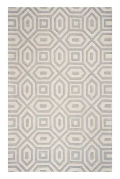 5' X 8' Light Gray And Ivory Wool Geometric Hand Tufted Area Rug