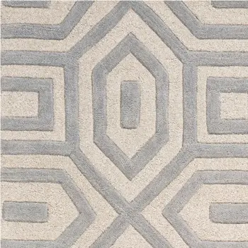 5' X 8' Light Gray And Ivory Wool Geometric Hand Tufted Area Rug
