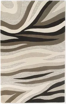 5' X 8' Beige Gray And Black Wool Abstract Hand Tufted Area Rug