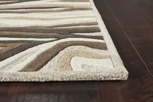 5' X 8' Beige Gray And Black Wool Abstract Hand Tufted Area Rug