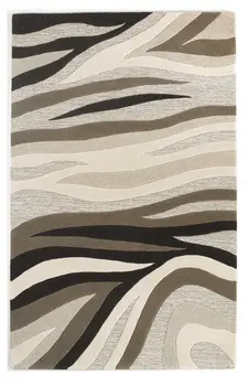 5' X 8' Beige Gray And Black Wool Abstract Hand Tufted Area Rug