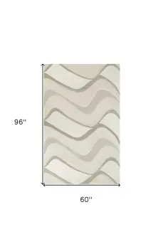 5' X 8' Ivory And Gray Wool Abstract Hand Tufted Area Rug
