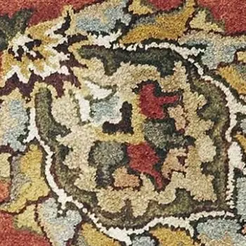5' X 8' Sienna Gold And Green New Zealand Lambs Wool Floral Vines Hand Tufted Area Rug