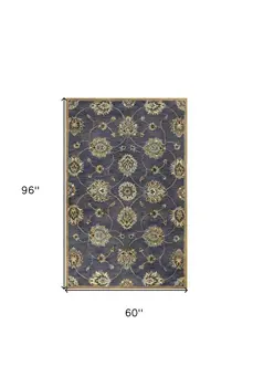 5' X 8'  Wool Midnight Area Rug