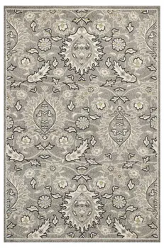 2' X 4' Gray and Ivory Floral Area Rug