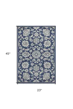 2' X 3' Blue and Ivory Area Rug