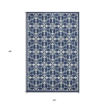 2' X 3' Blue and Ivory Area Rug