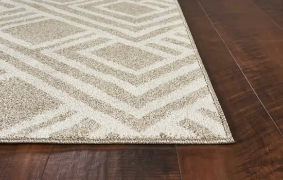 2' X 4' Beige Geometric Indoor Outdoor Area Rug