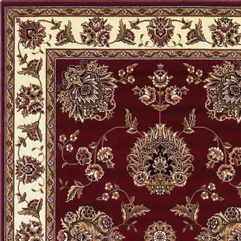 2' X 3' Red Ivory Machine Woven Floral Traditional Indoor Accent Rug